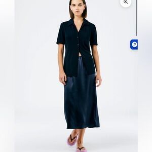 Tibi Summer Satin Slip Skirt xs like new dark navy